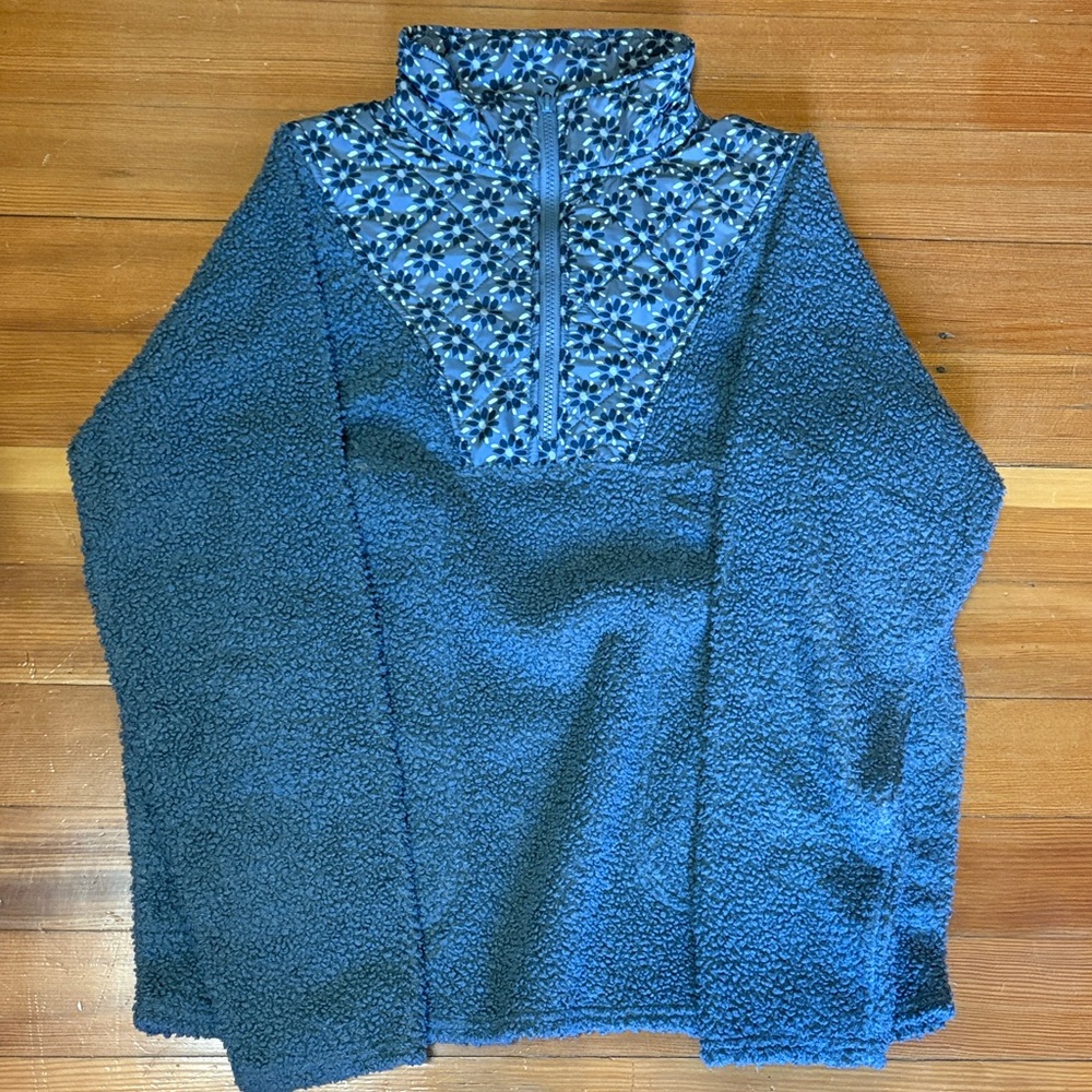 Grey Patterned Fleece Pullover